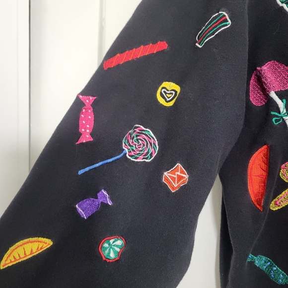 VTG Michael Simon Christmas Embroidered Candy Button Up Cardigan Women's M - Picture 7 of 9